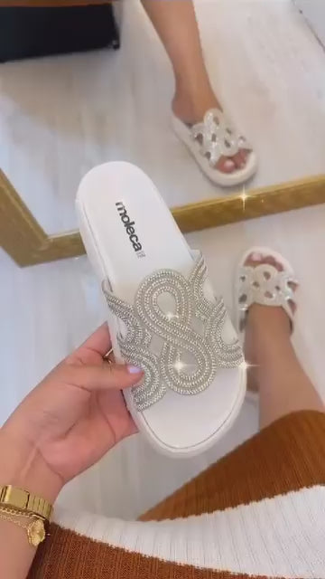 Sandália Feminina Moleca Original Com Glitter